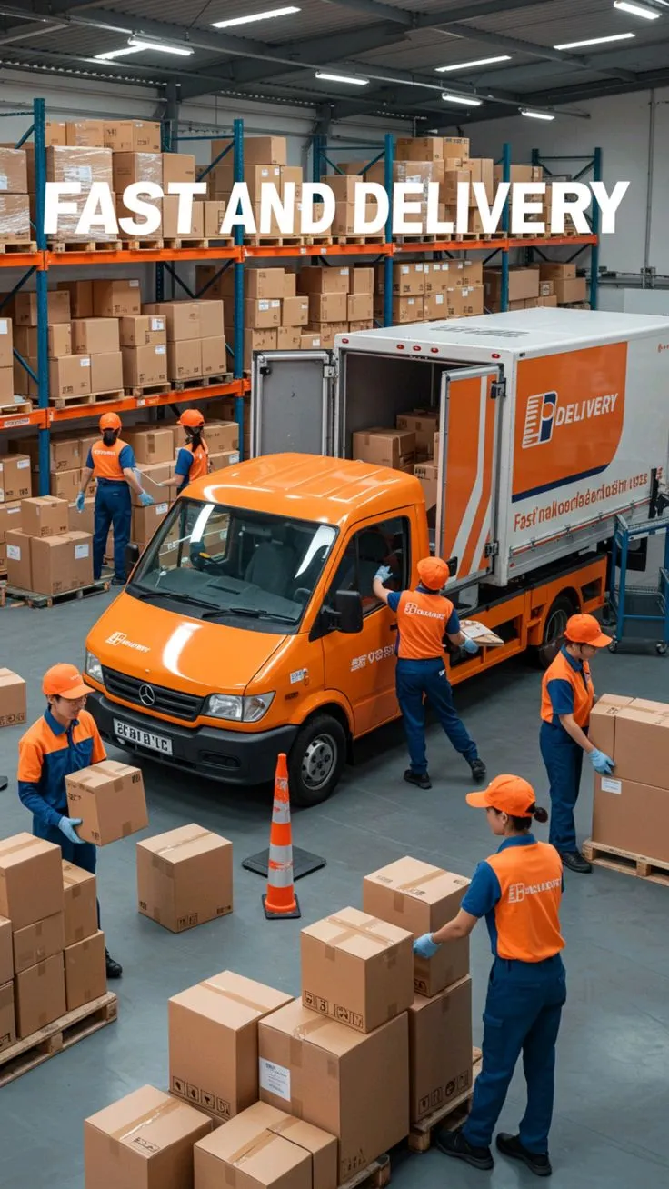 Delivery van and crew